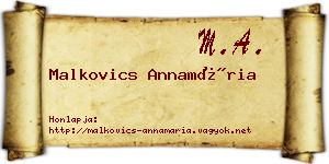 Malkovics Annamária névjegykártya