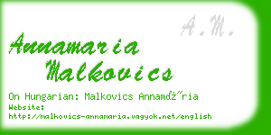 annamaria malkovics business card